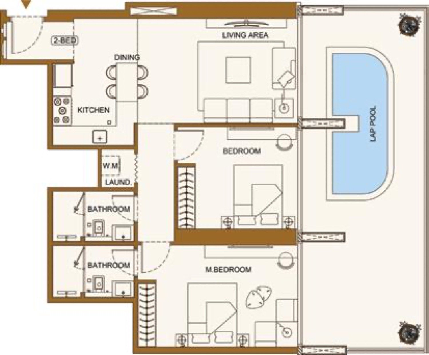Luxuria 2 BR floor plan