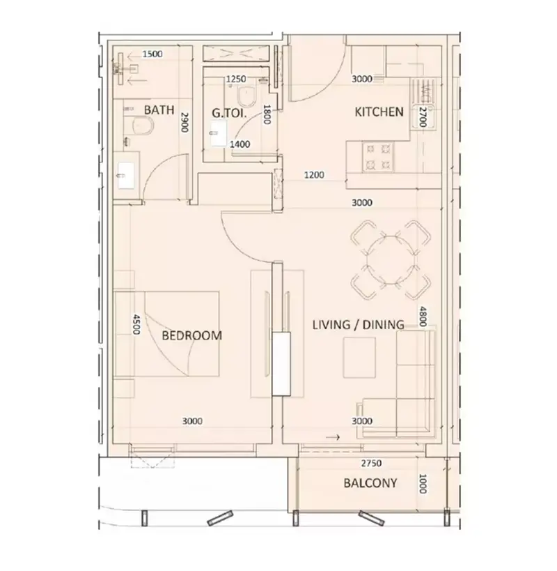 Luzora Residences 1 BR floor plan