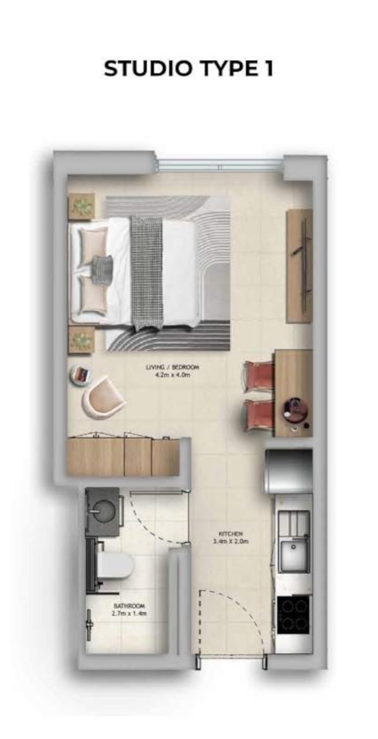 Manarat Living Studio Type 1 floor plan