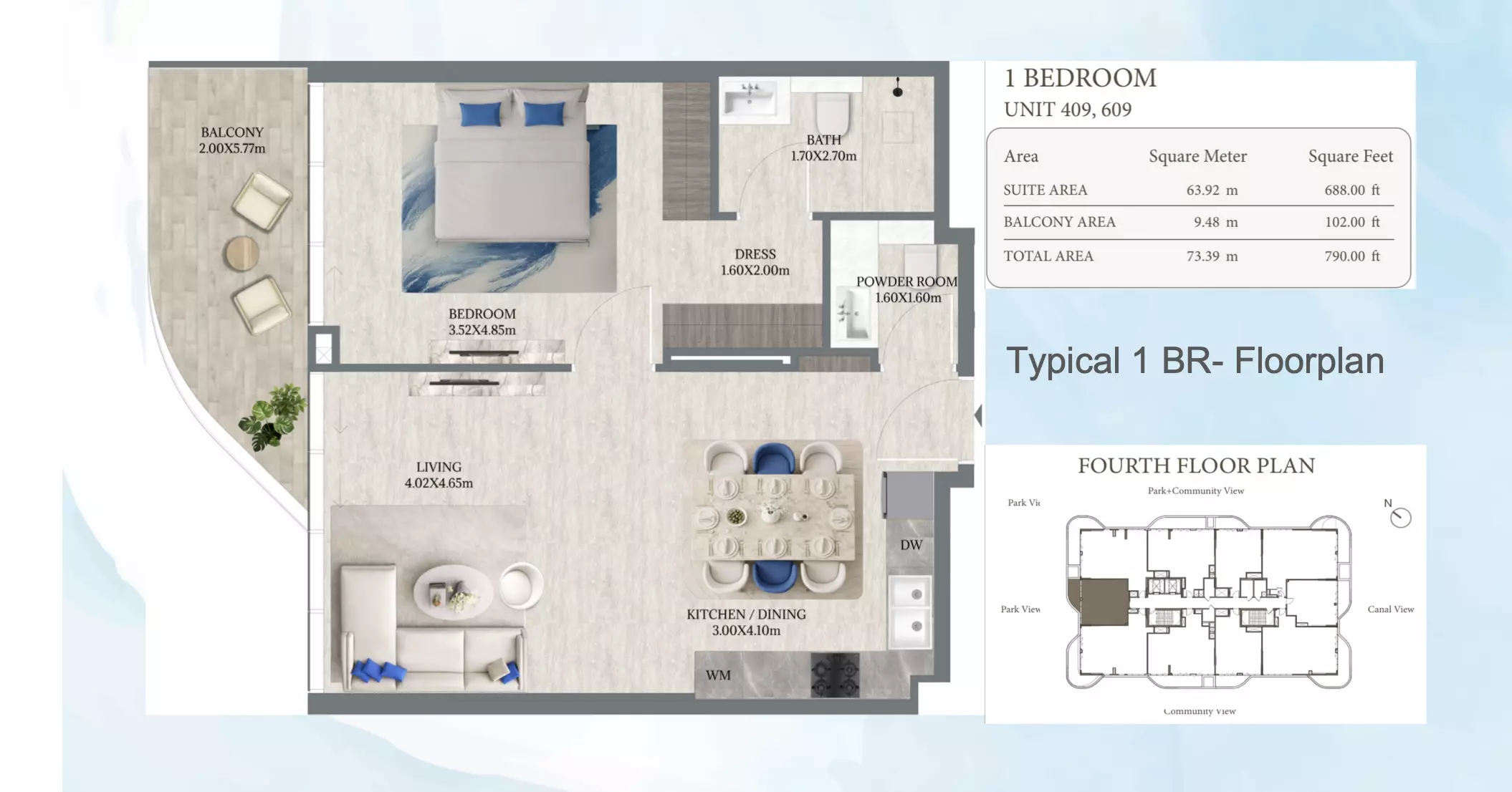 Maravea Residences 1 BR floor plan