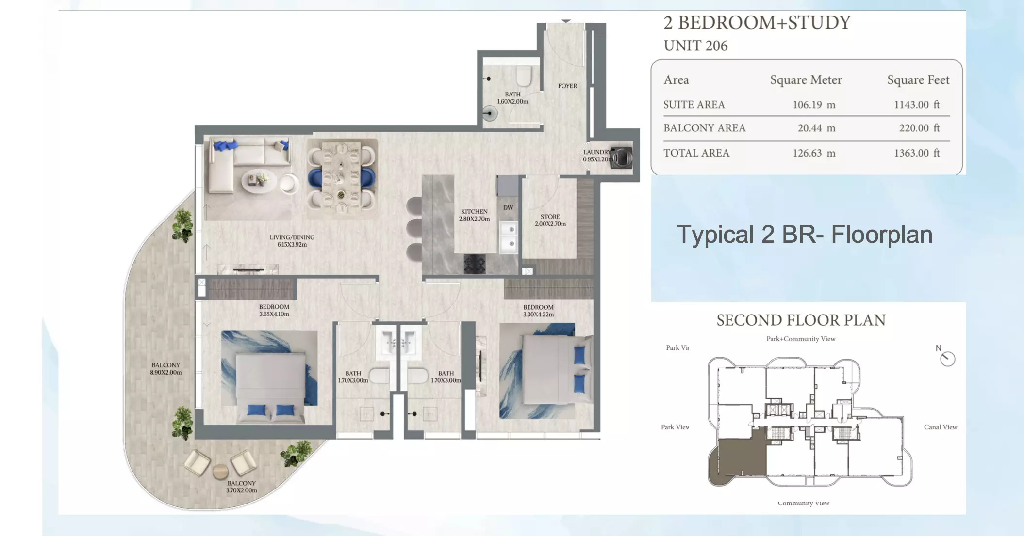Maravea Residences 2 BR floor plan