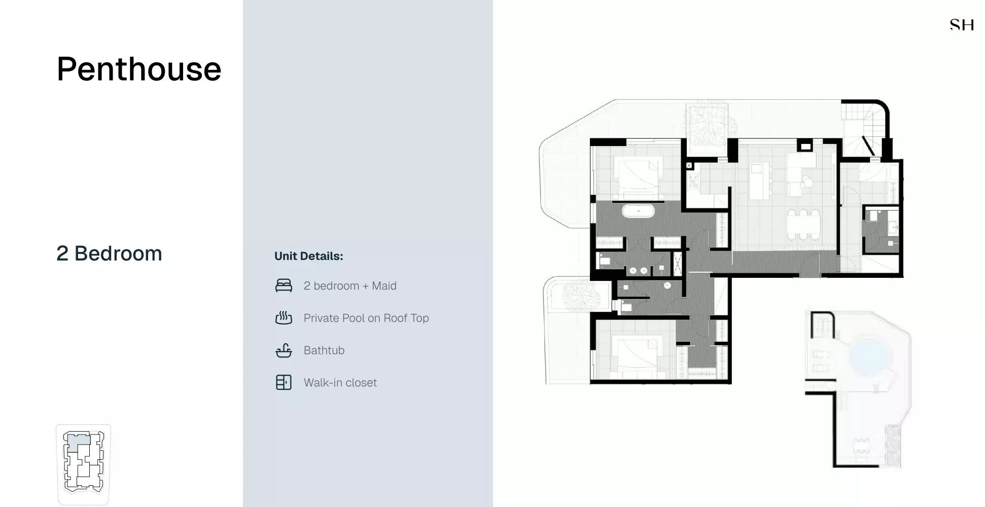 Marea Residences 2 BR Penthouse floor plan