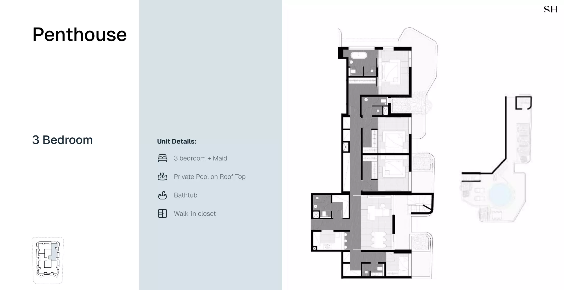 Marea Residences 3 BR Penthouse floor plan