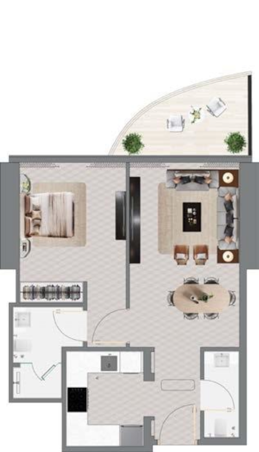 Mercedes-Benz Places 1BR floor plan