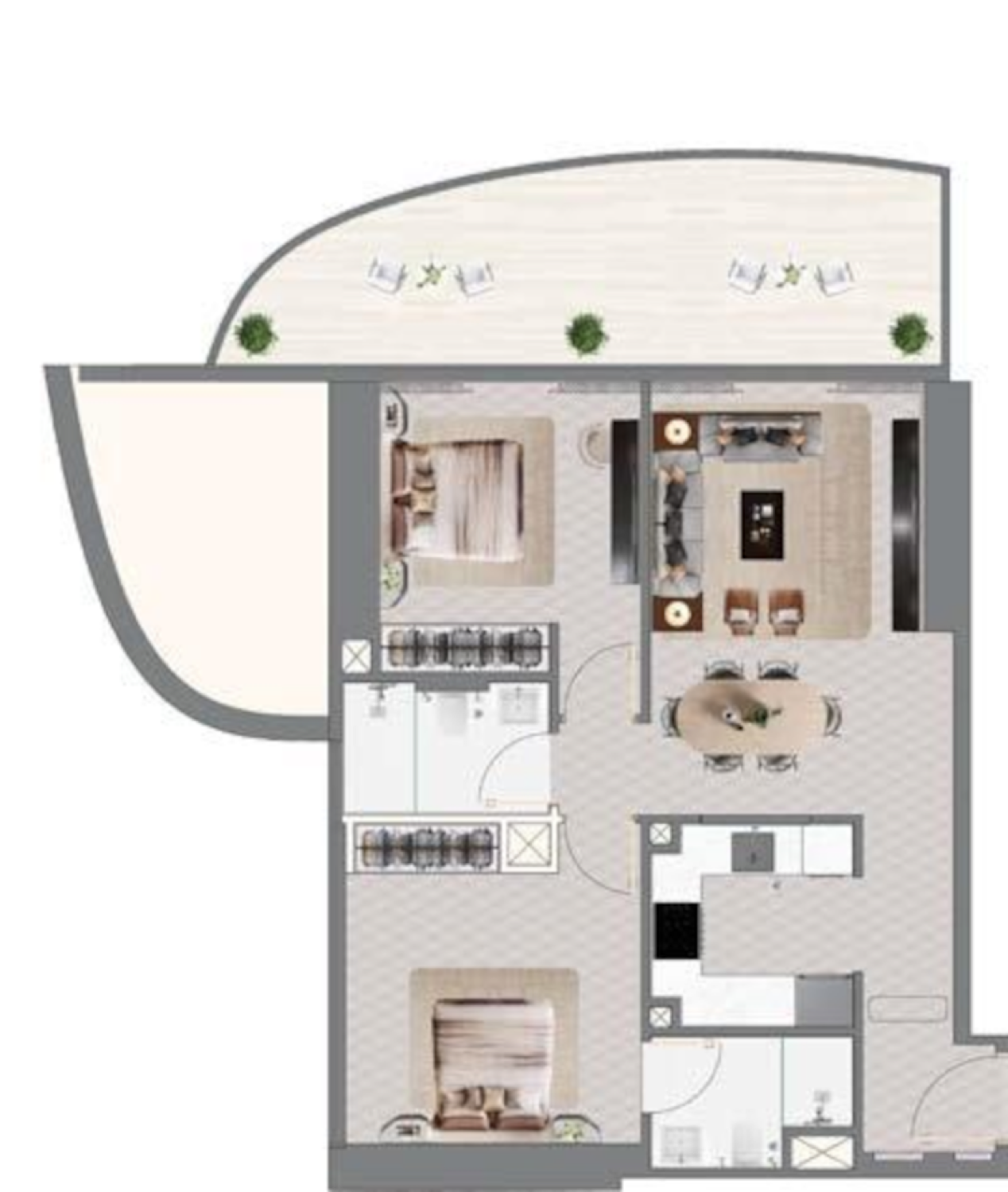 Mercedes-Benz Places 2BR floor plan