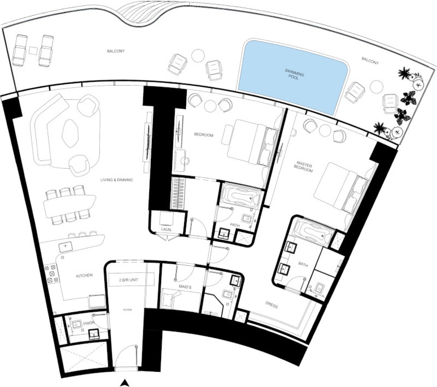 Mercedes Benz Residences 2 Bedroom Type 1 floor plan