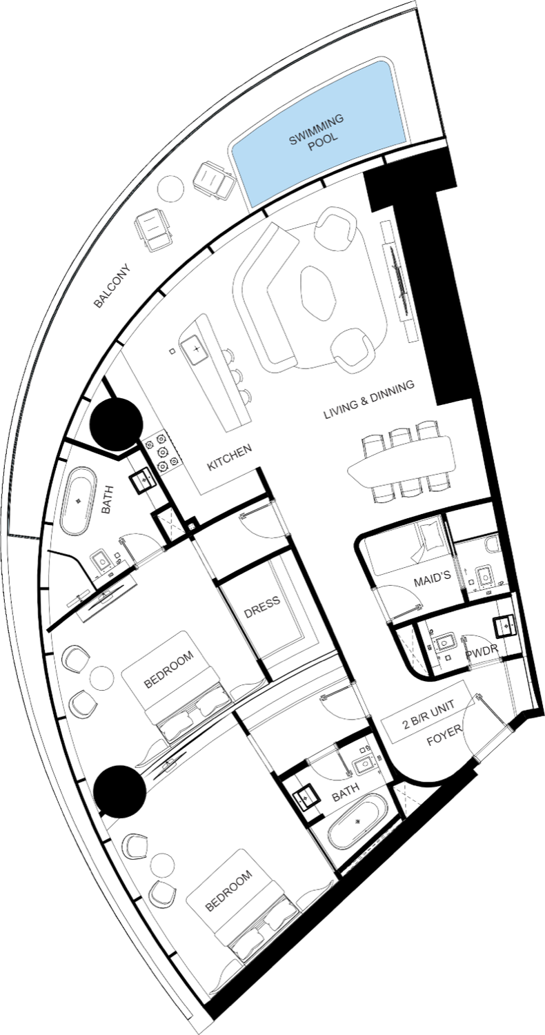 Mercedes Benz Residences 2 Bedroom Type 1 floor plan