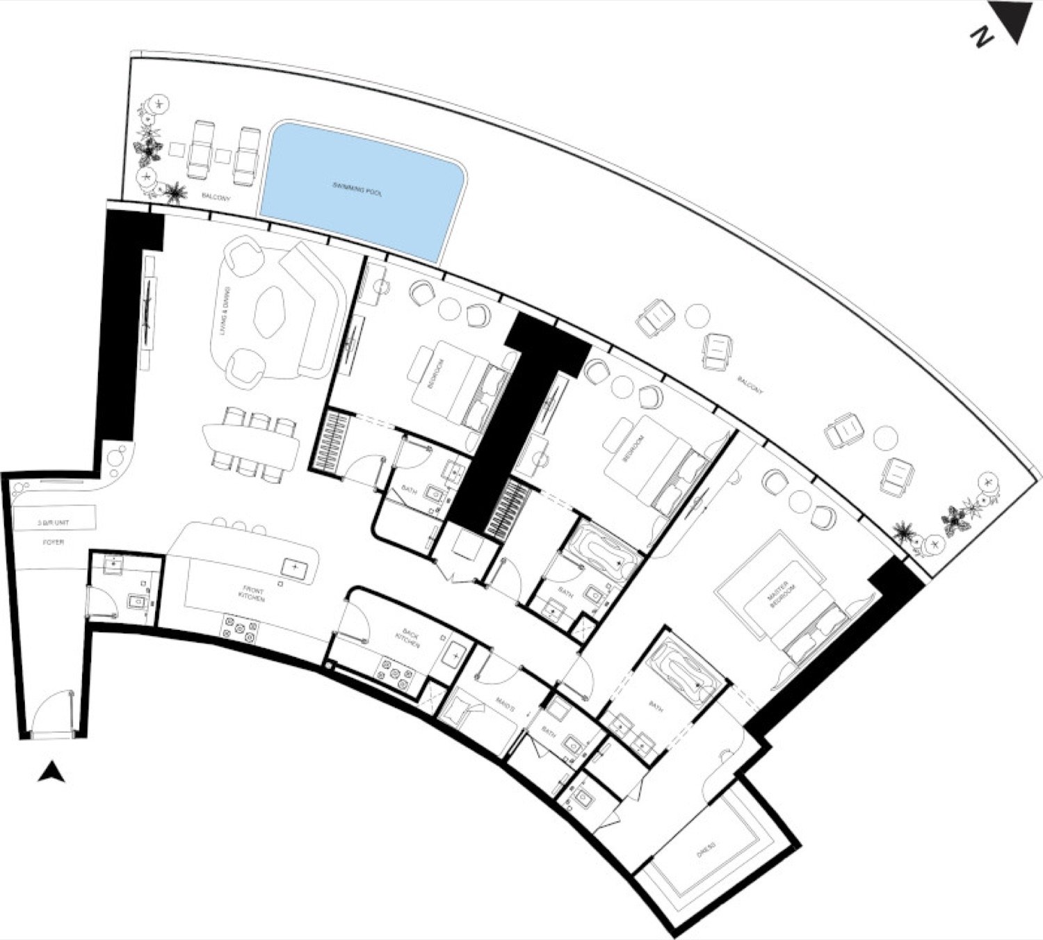 Mercedes Benz Residences 3 Bedroom Type 2 floor plan