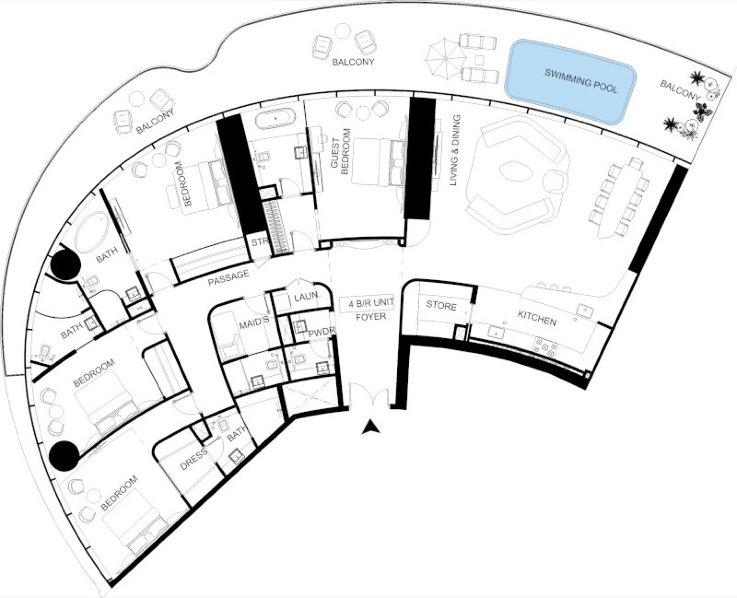 Mercedes Benz Residences 4 Bedroom Penthouse Type 1 floor plan