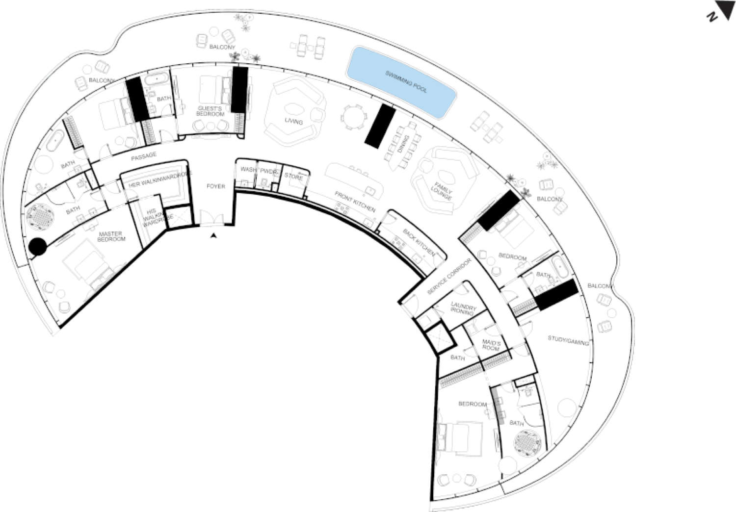 Mercedes Benz Residences 5 Bedroom Penthouse Type 1 floor plan