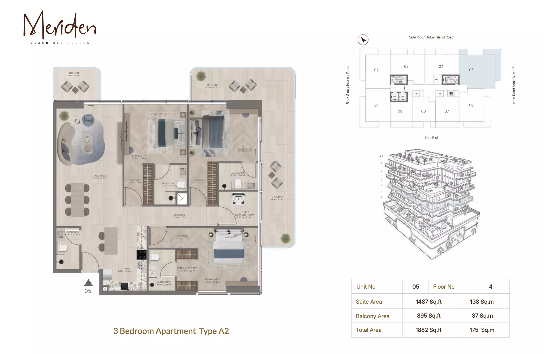 Meriden Beach Residences 3 BR floor plan
