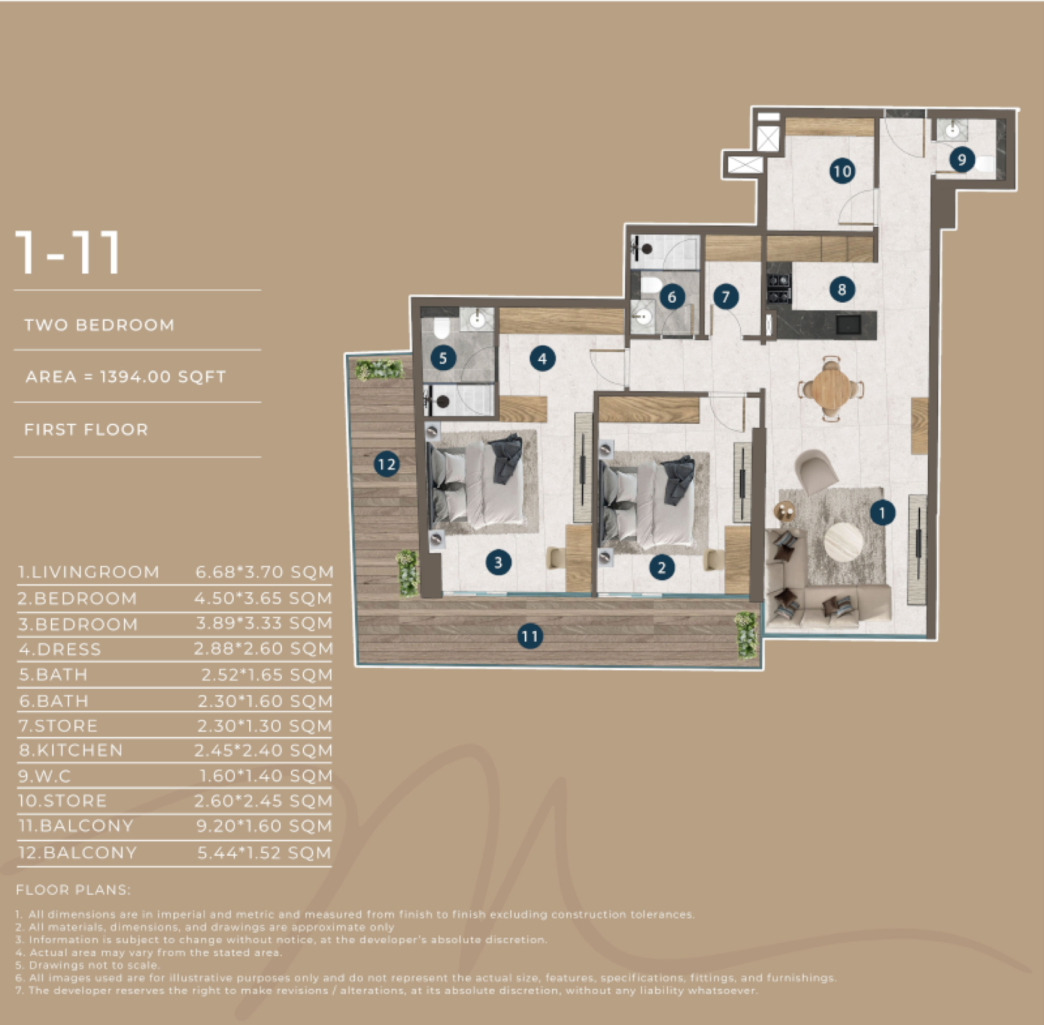Mi Casa 2 Bedroom Type 1 floor plan