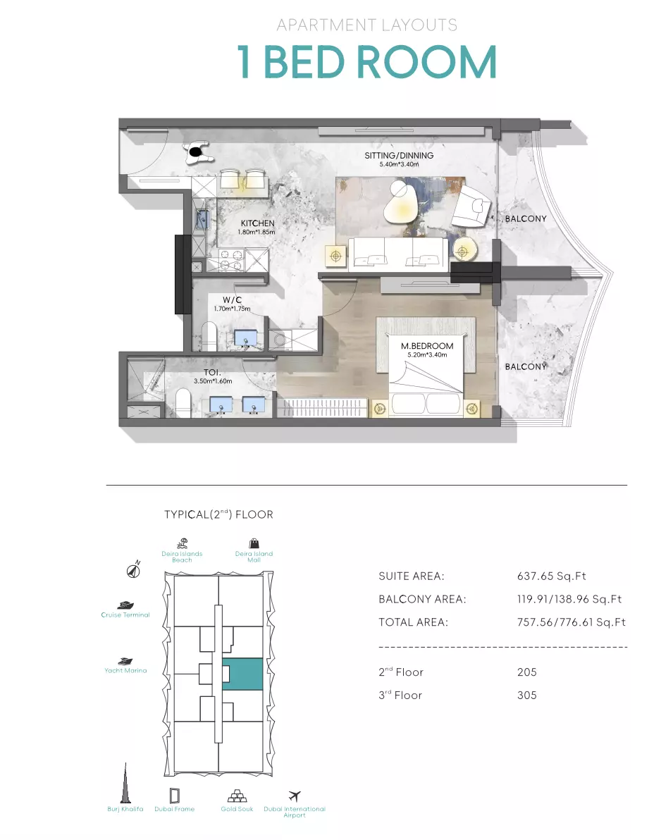 Nautis Residences 1 BR floor plan