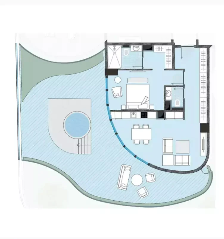 Next Coral 1 BR floor plan
