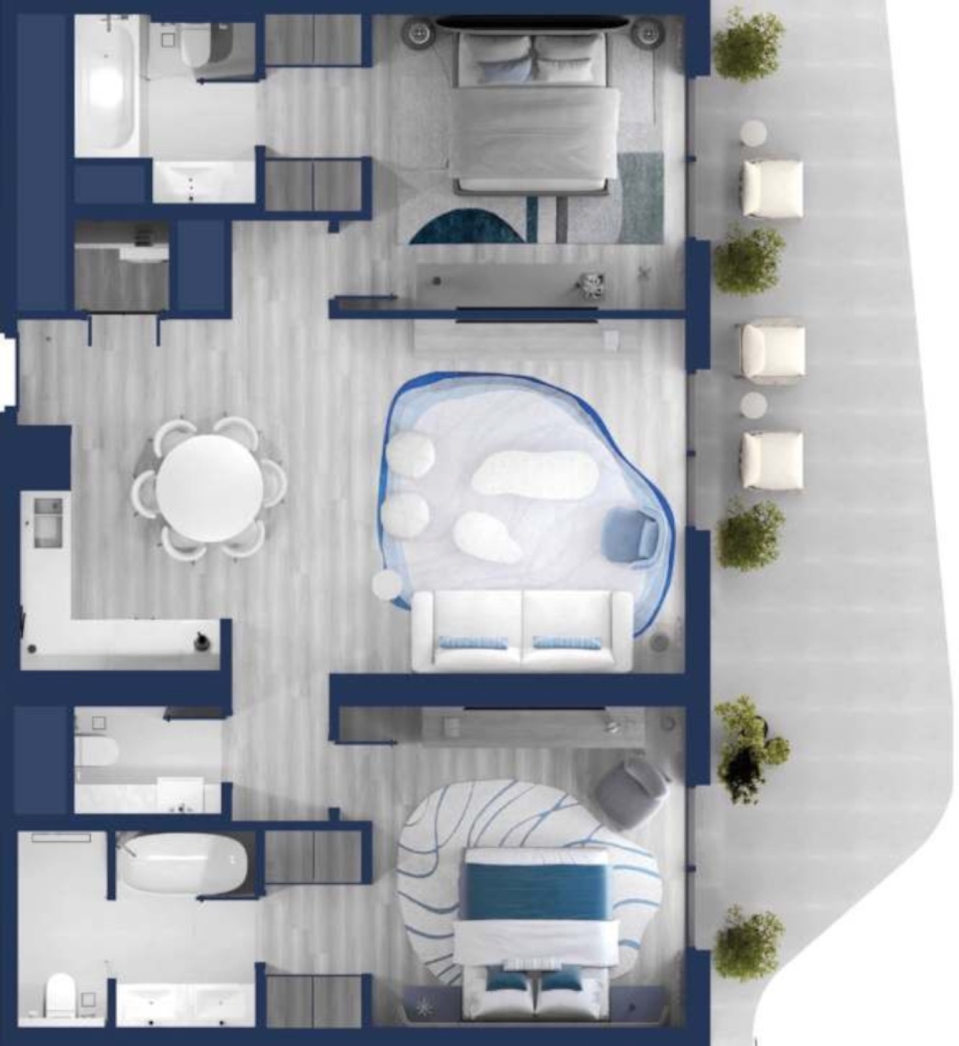 Nikki Beach Residences 2 Bedroom Type 1 floor plan