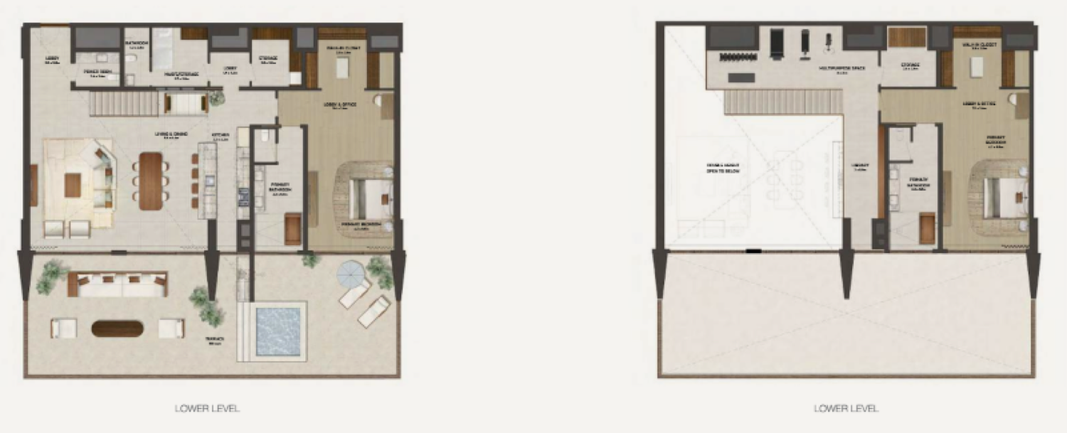 Nobu Residences 2 Bedroom Loft Type 1 floor plan