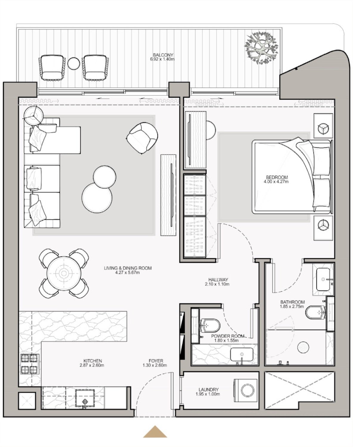 Nourelle 1 Bedroom Type B1-B1 floor plan