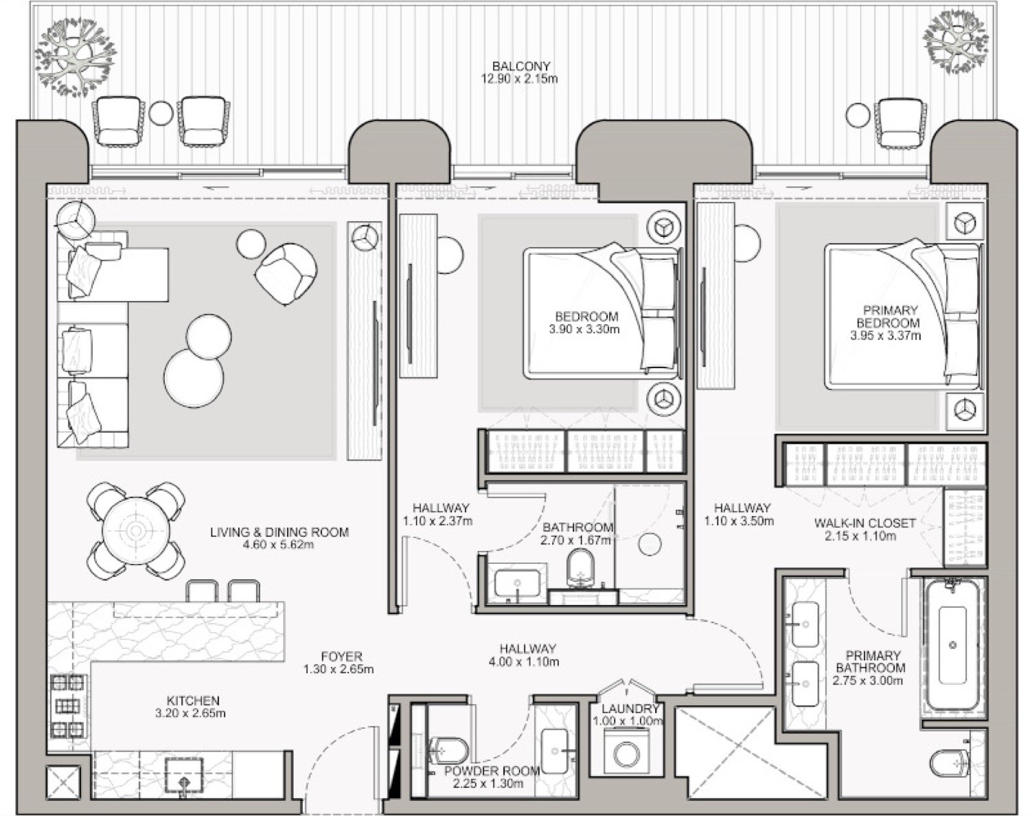 Nourelle 2 Bedroom Type B1-A2 floor plan