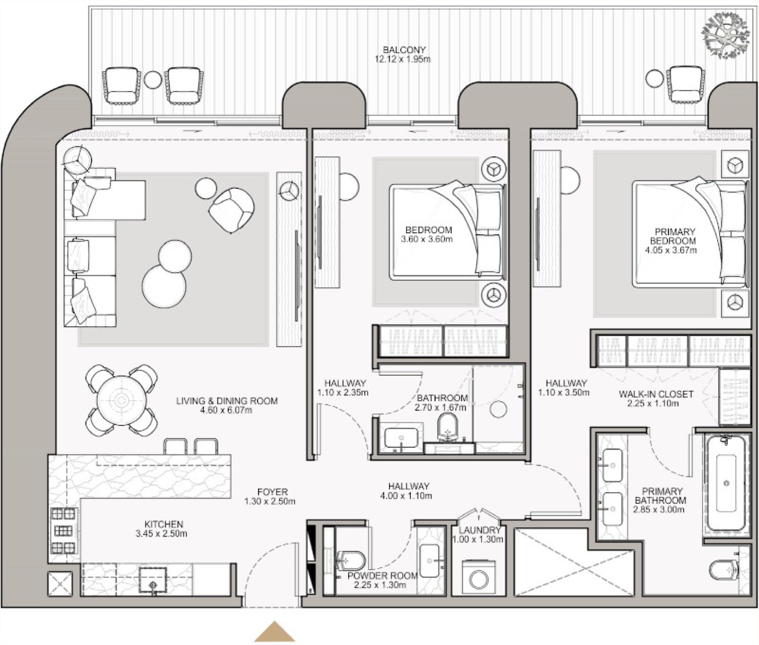 Nourelle 2 Bedroom Type B1-B2 floor plan