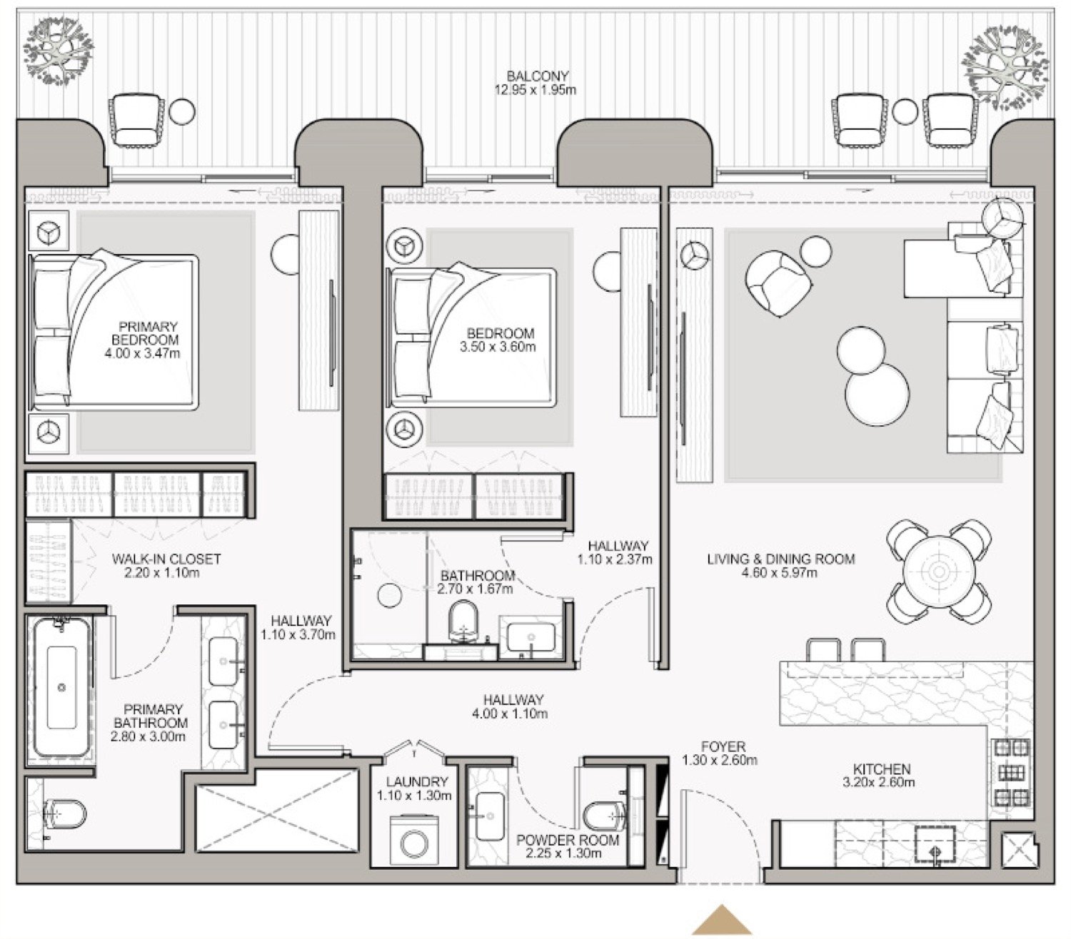 Nourelle 2 Bedroom Type B1-C2 floor plan