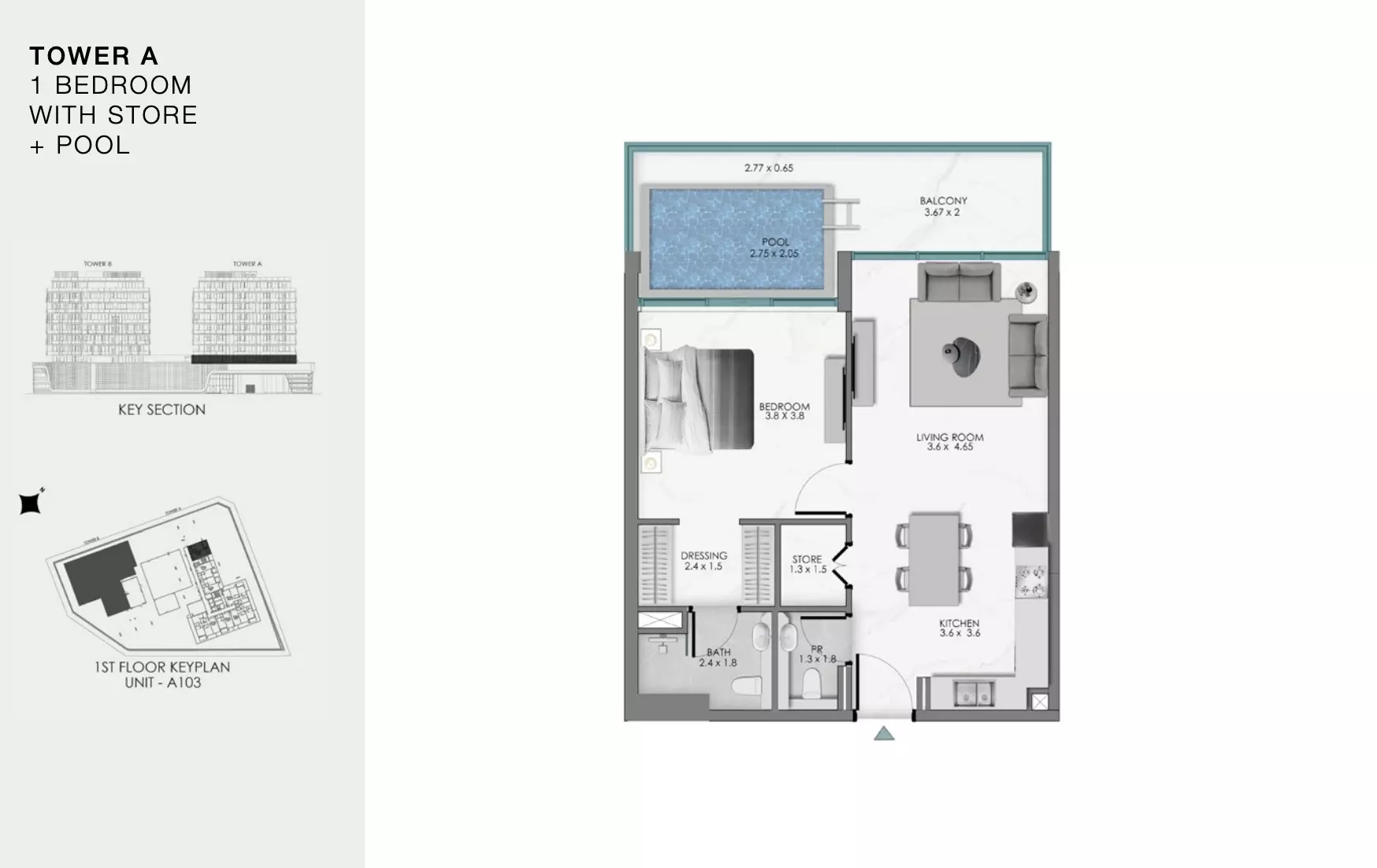 Ocean Bay 1 BR floor plan