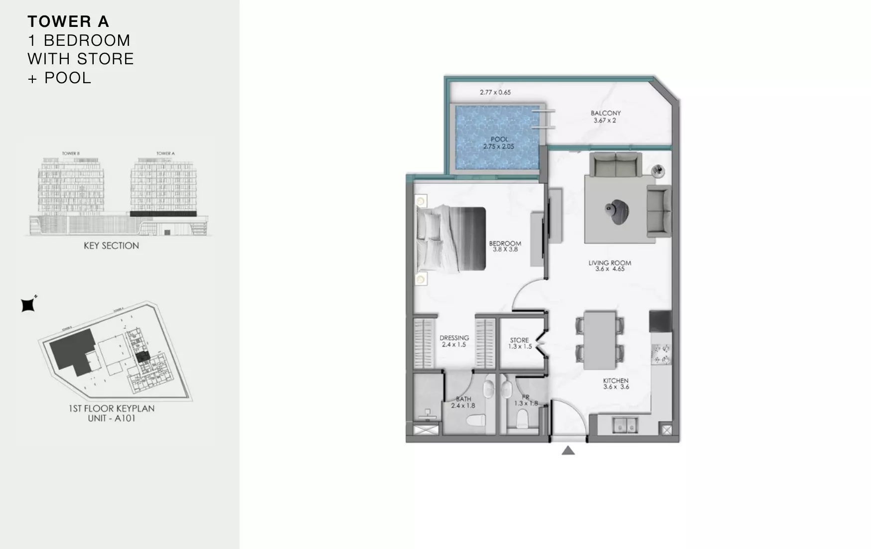 Ocean Bay 1 BR floor plan