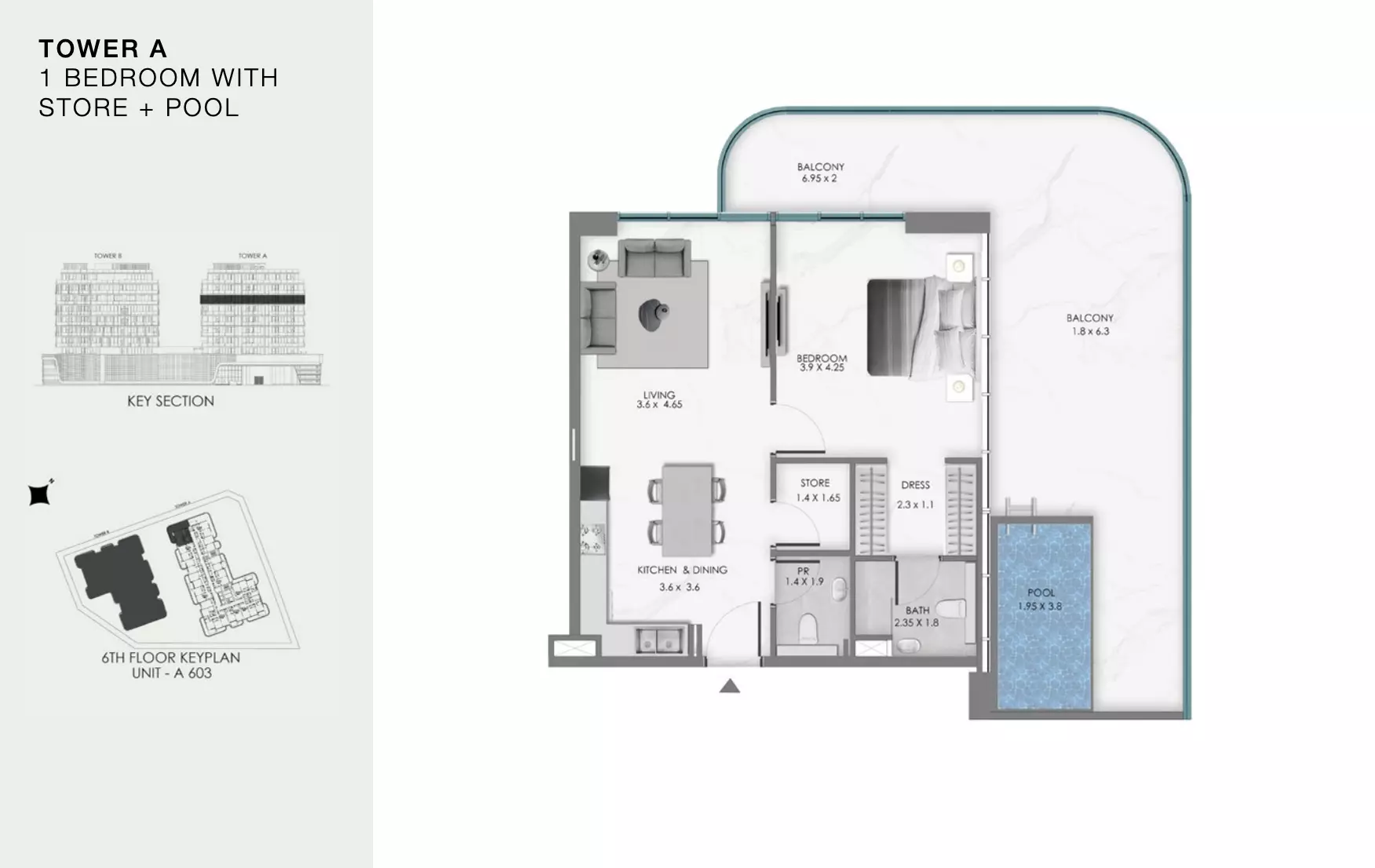 Ocean Bay 1 BR floor plan