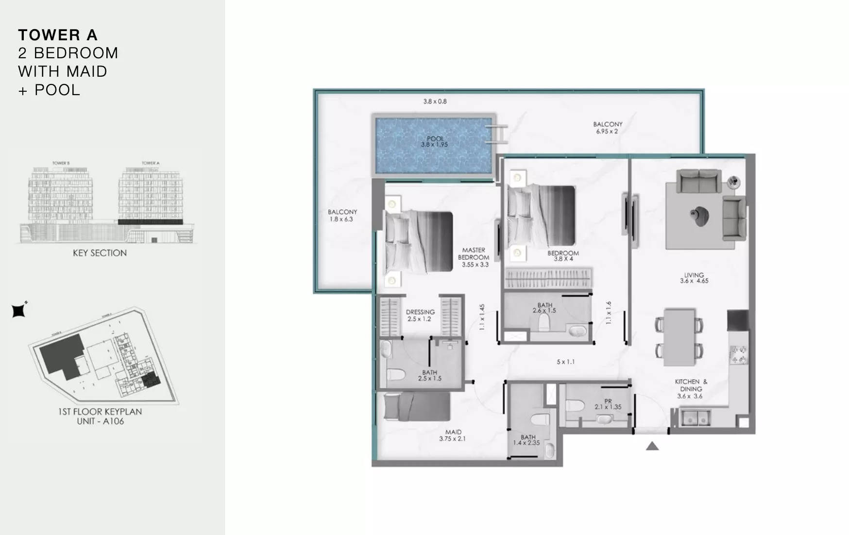 Ocean Bay 2 BR floor plan