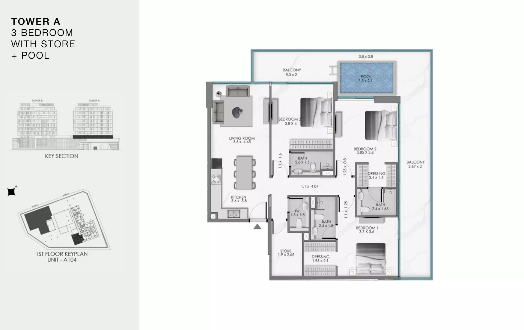 Ocean Bay 3 BR floor plan