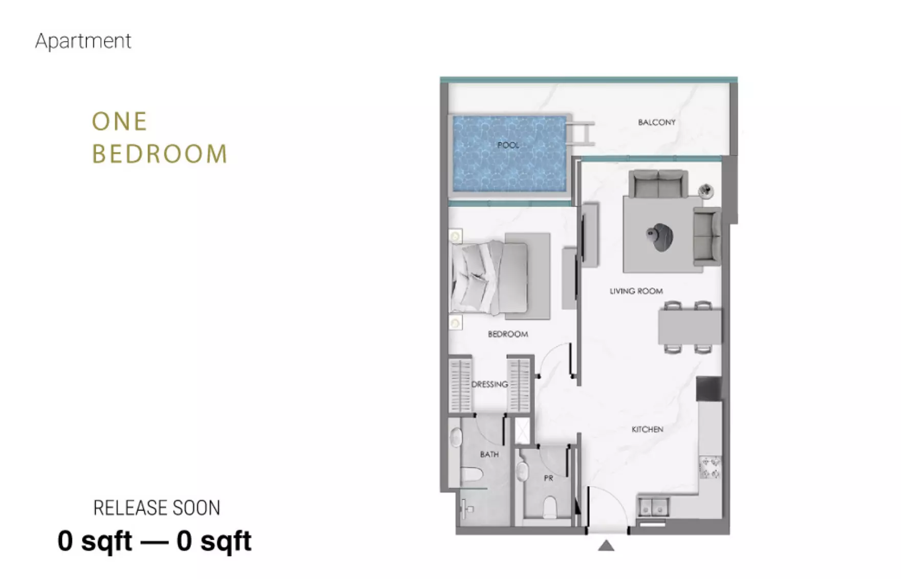 Ocean Crest 1 BR floor plan