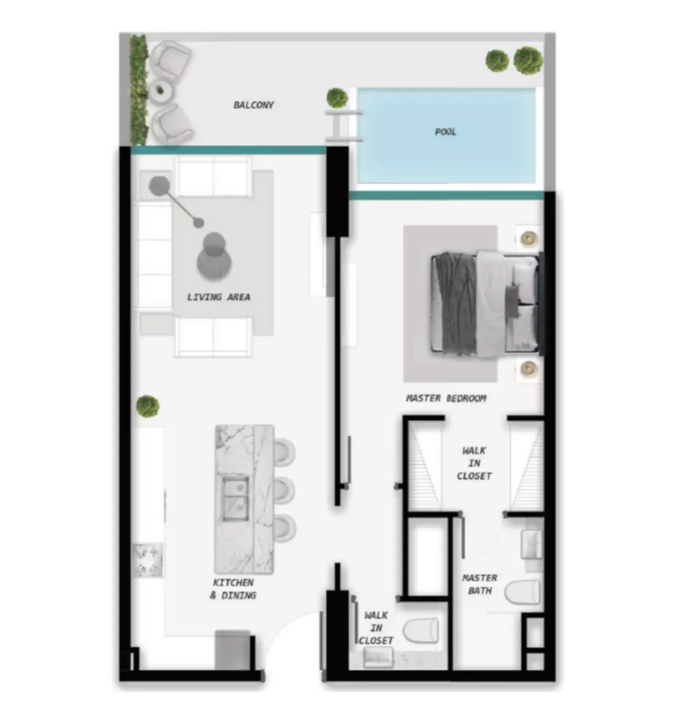 Ocean Pearl II 1 BR floor plan