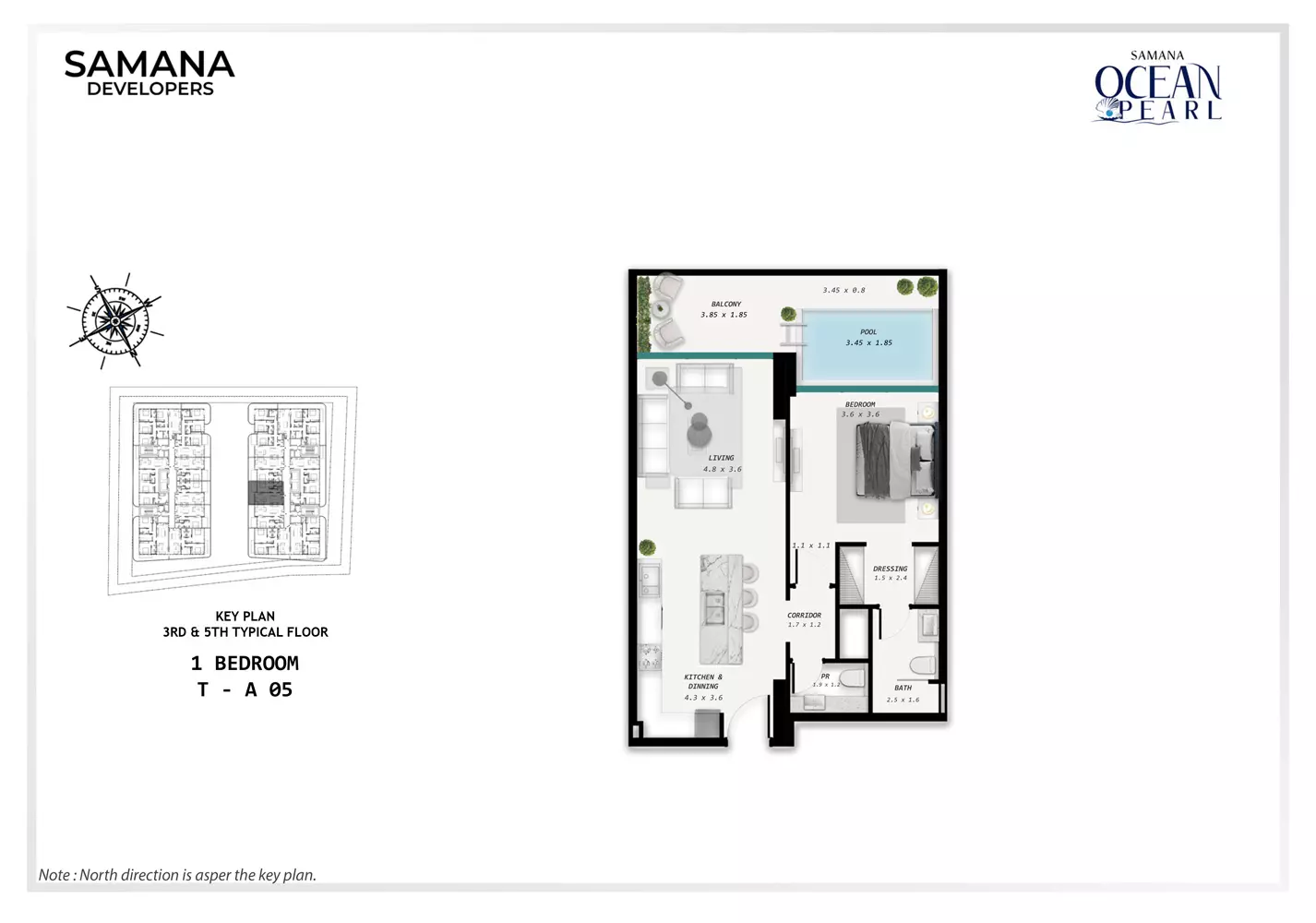 Ocean Pearl 1 BR floor plan
