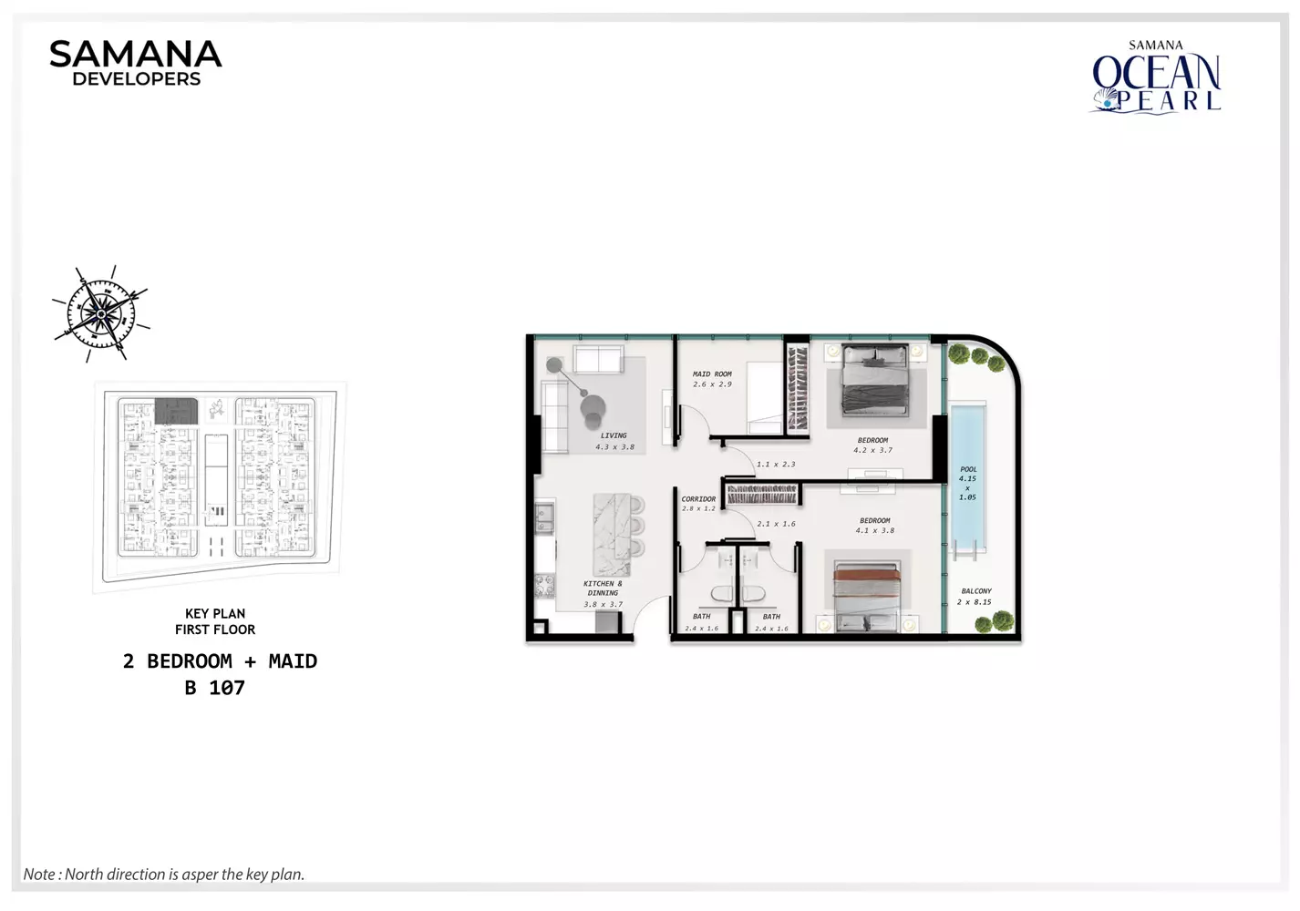 Ocean Pearl 2 BR floor plan