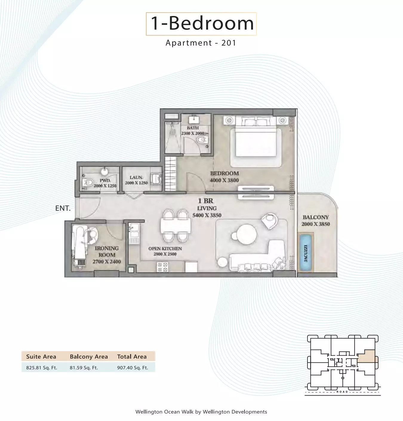 Ocean Walk 1 BR floor plan
