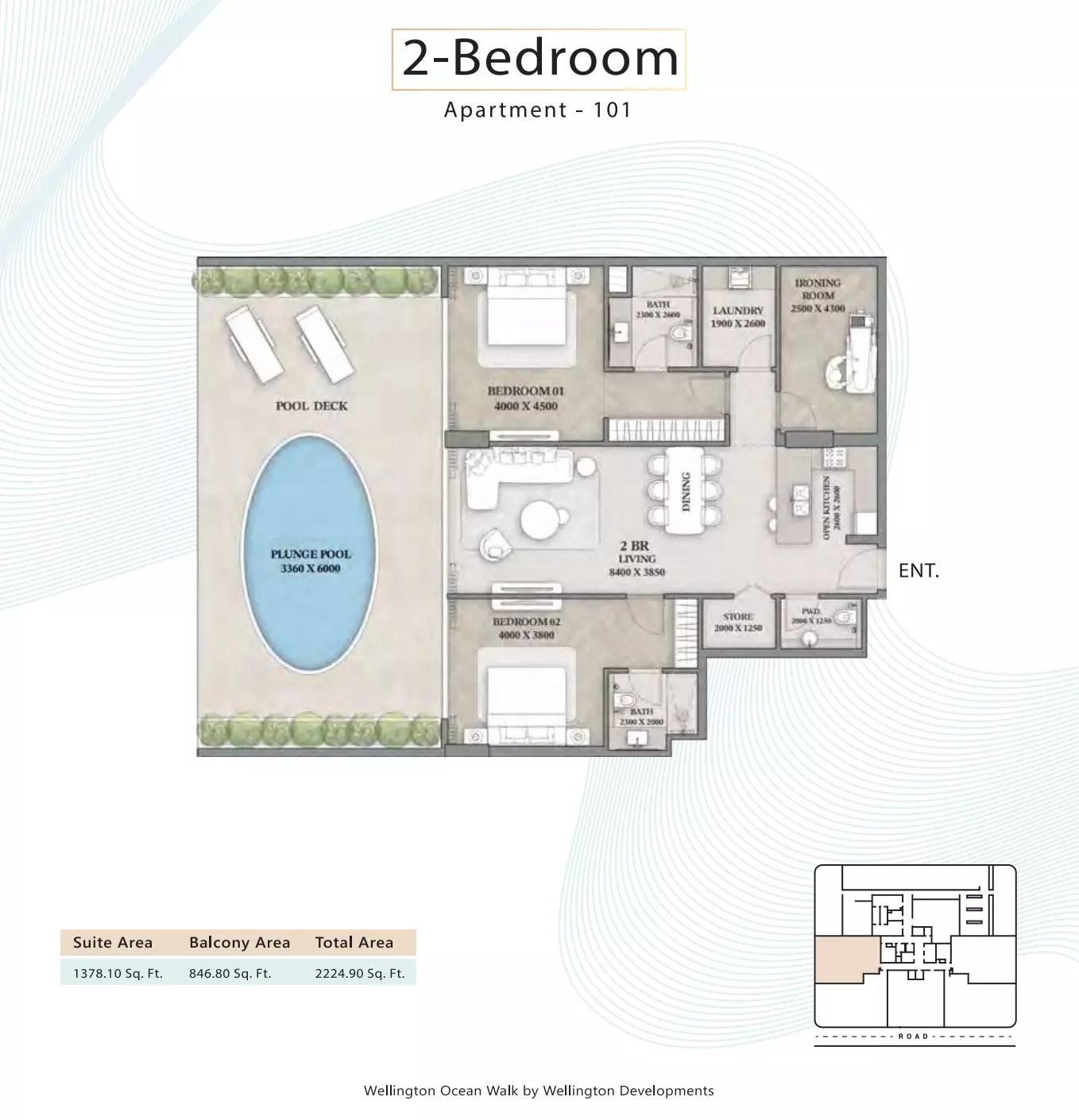 Ocean Walk 2 BR floor plan