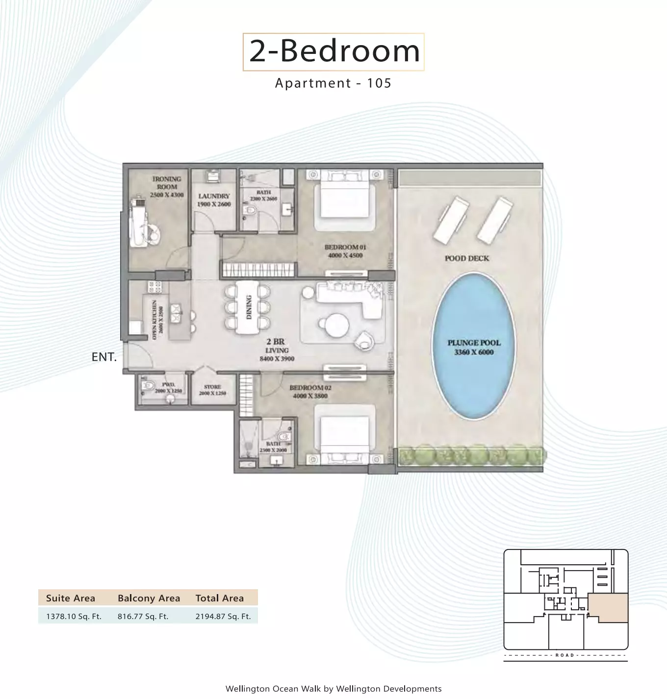 Ocean Walk 2 BR floor plan