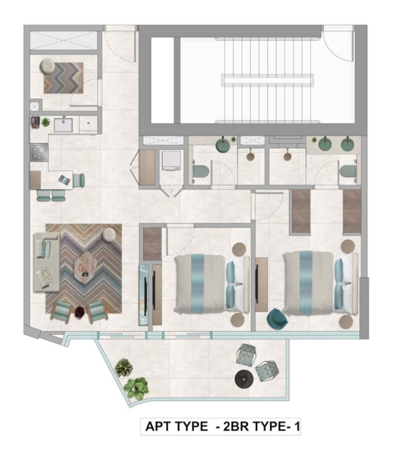 Octa Isle 2 Bedroom Type 1 floor plan