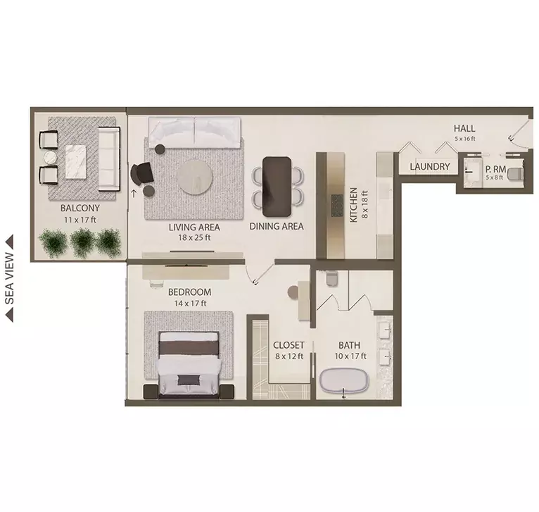 Omoria Private Residences 1 BR floor plan