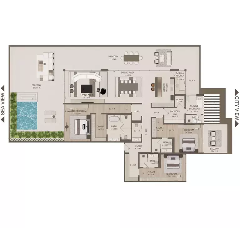 Omoria Private Residences 3 BR floor plan