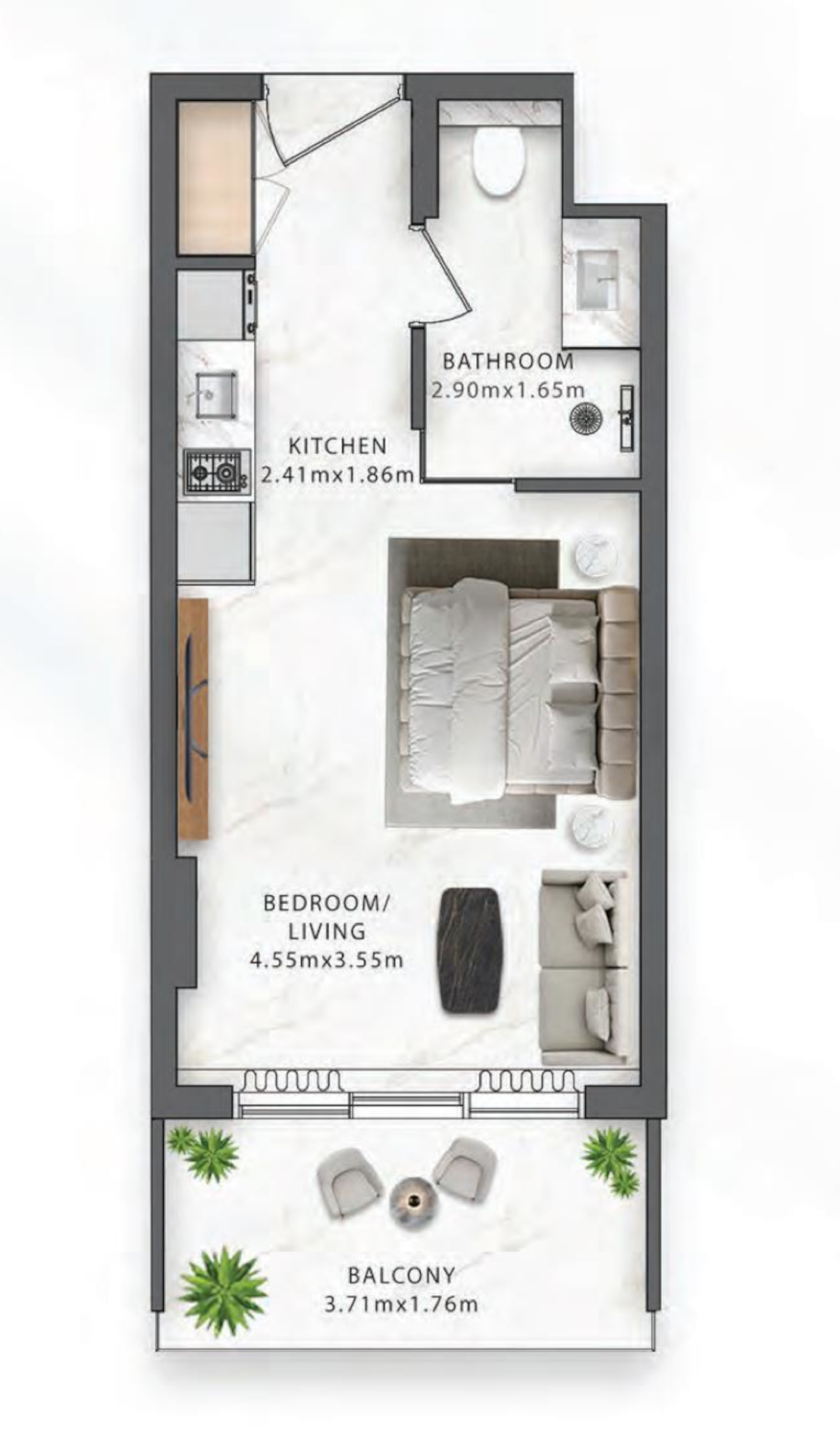 One Central Studio Type 1 floor plan