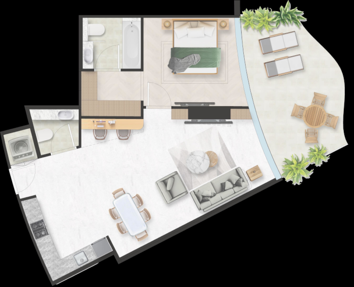 Oystra 1 Bedroom Type 3 floor plan