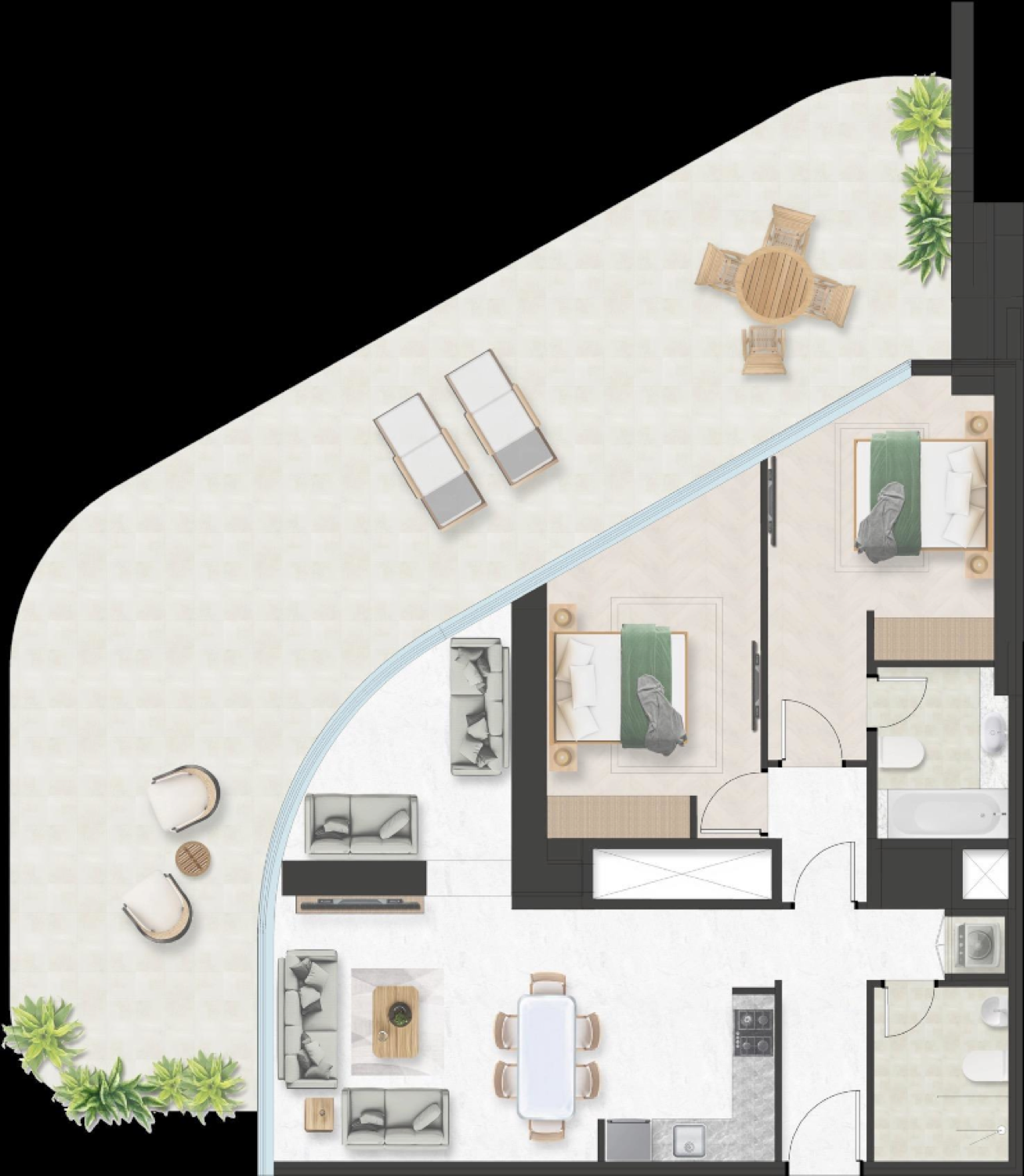 Oystra 2 Bedroom Type 1 floor plan