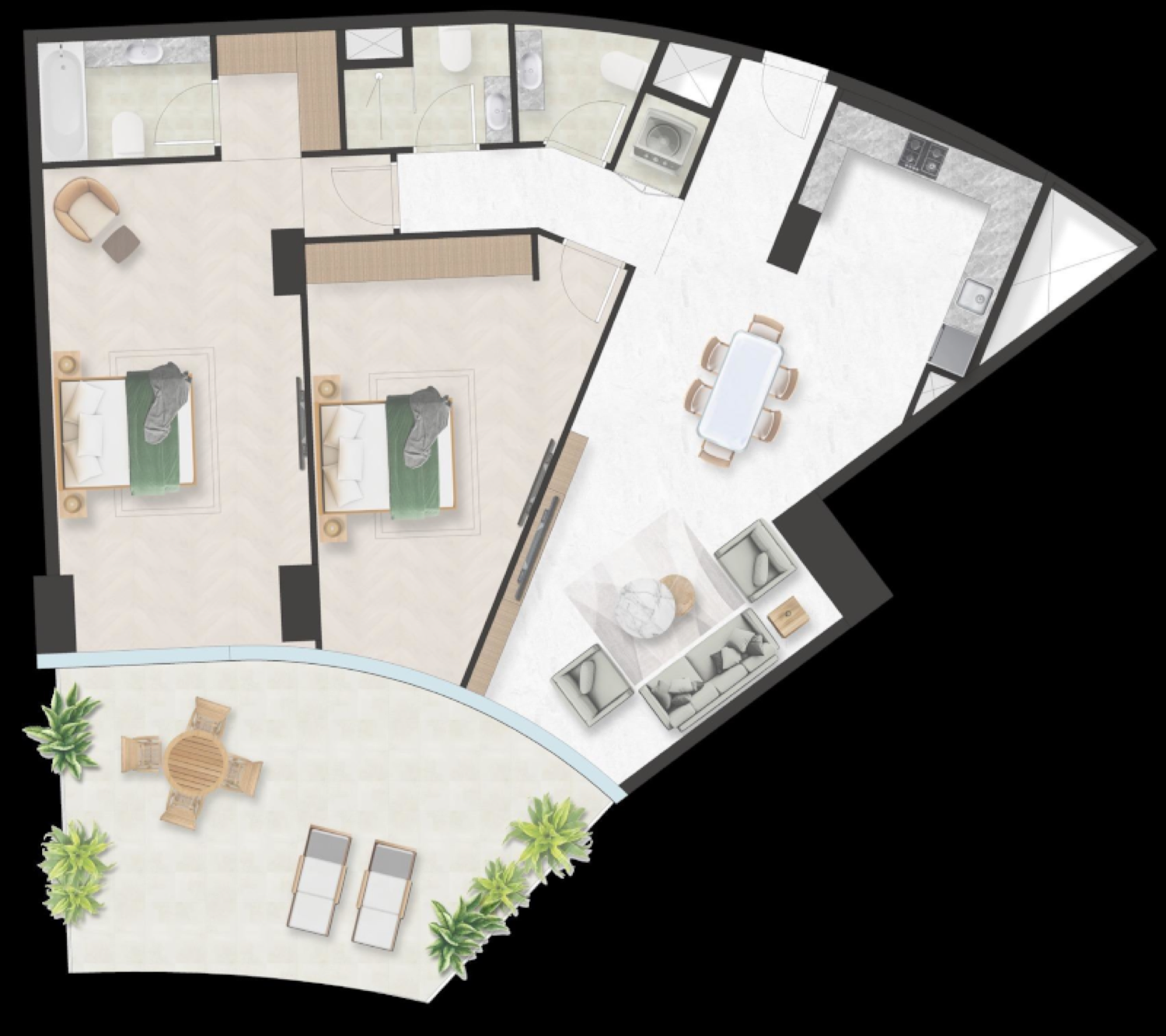 Oystra 2 Bedroom Type 2 floor plan