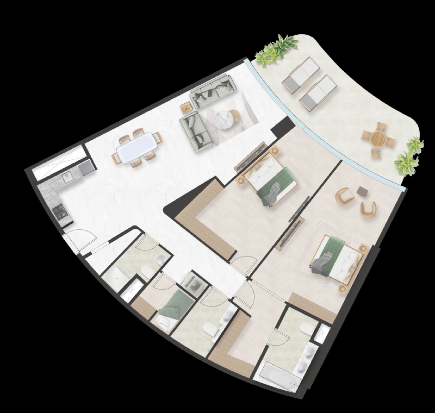 Oystra 2 Bedroom Plus Type 1 floor plan
