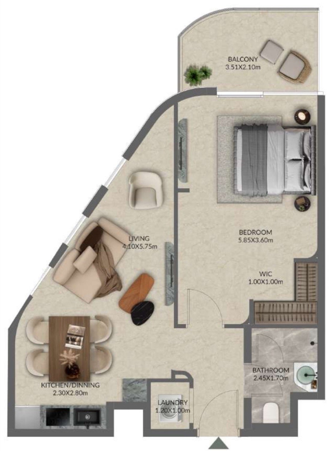 Palazzo Tissoli 1 Bedroom Type 4 floor plan