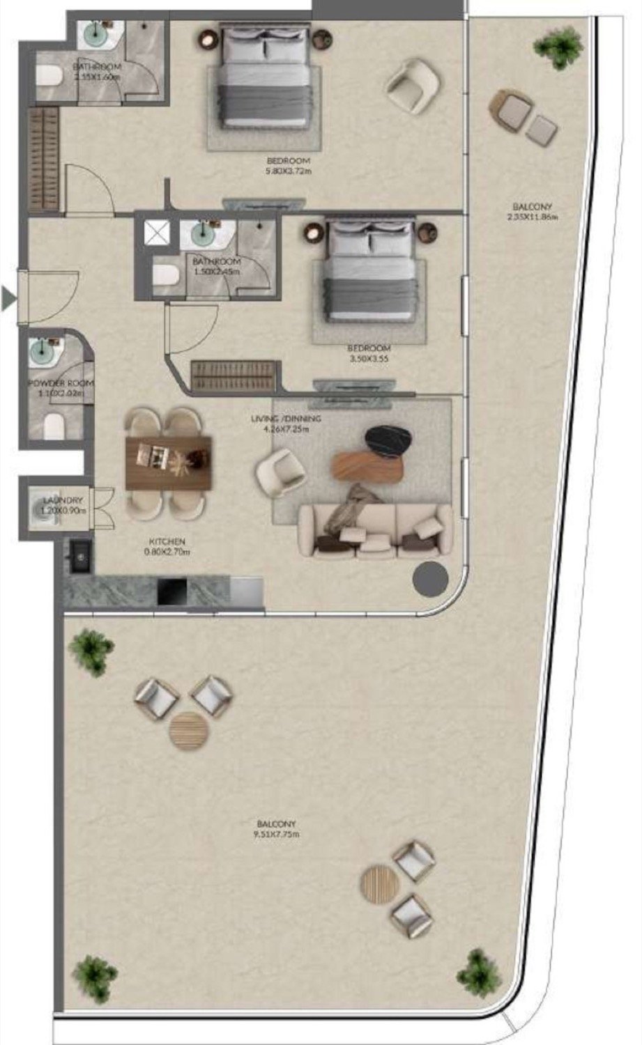 Palazzo Tissoli 2 Bedroom Type 3 floor plan