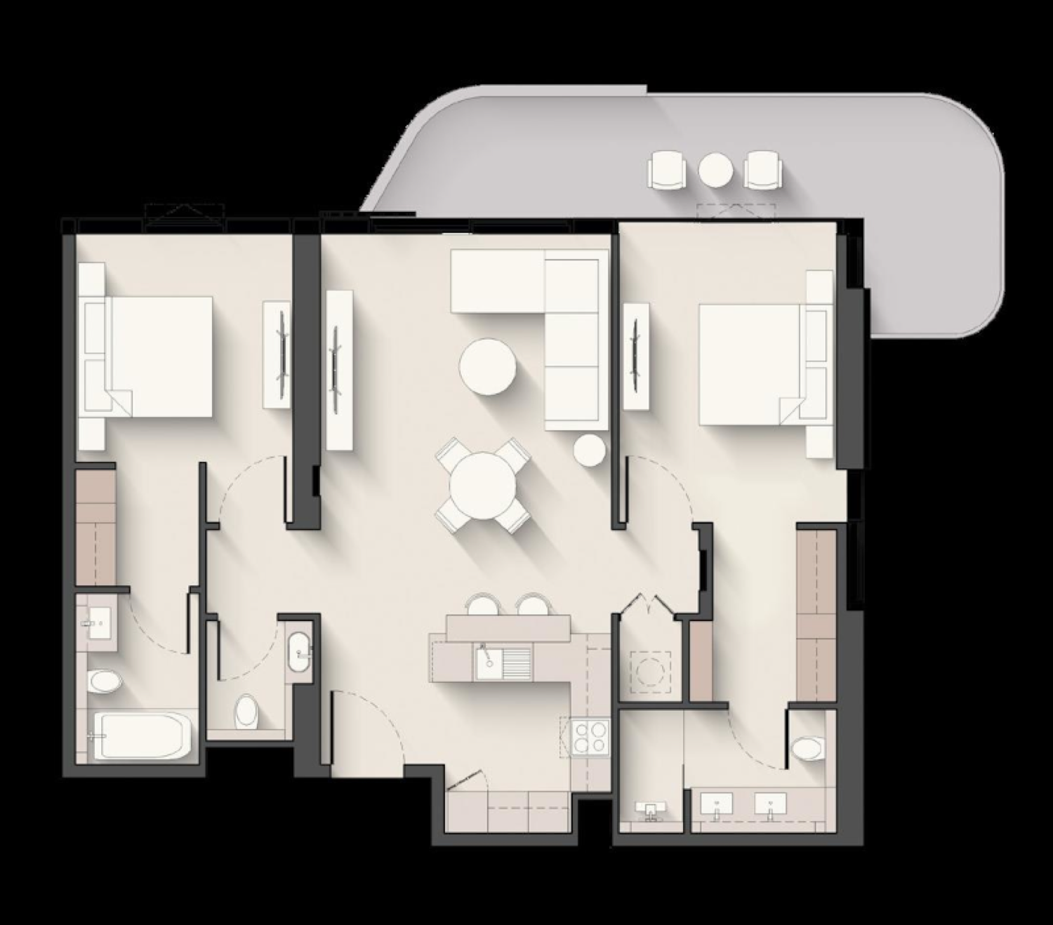 Portside Square 2 Bedroom Type 1 floor plan