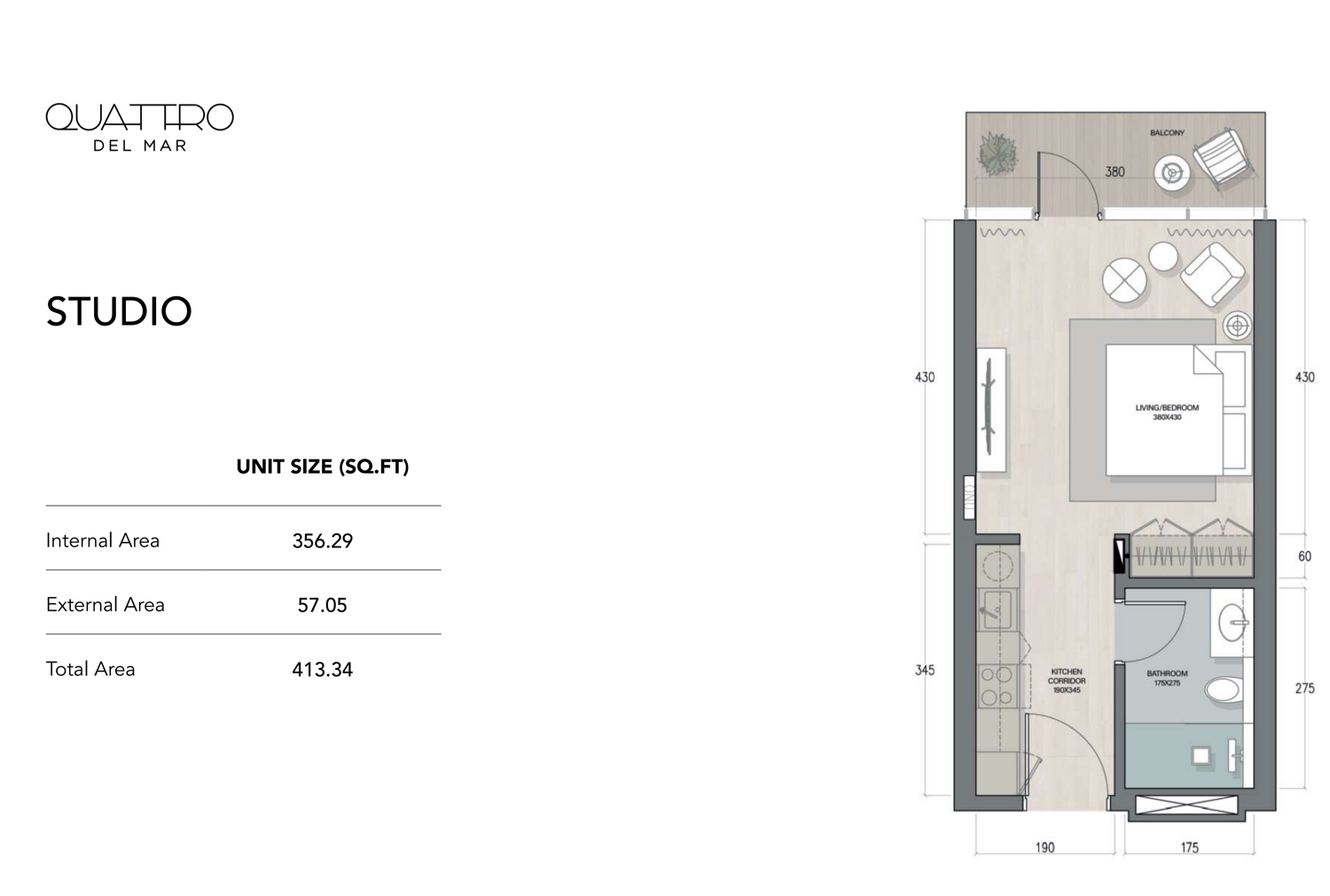 Quattro Del Mar Studio floor plan