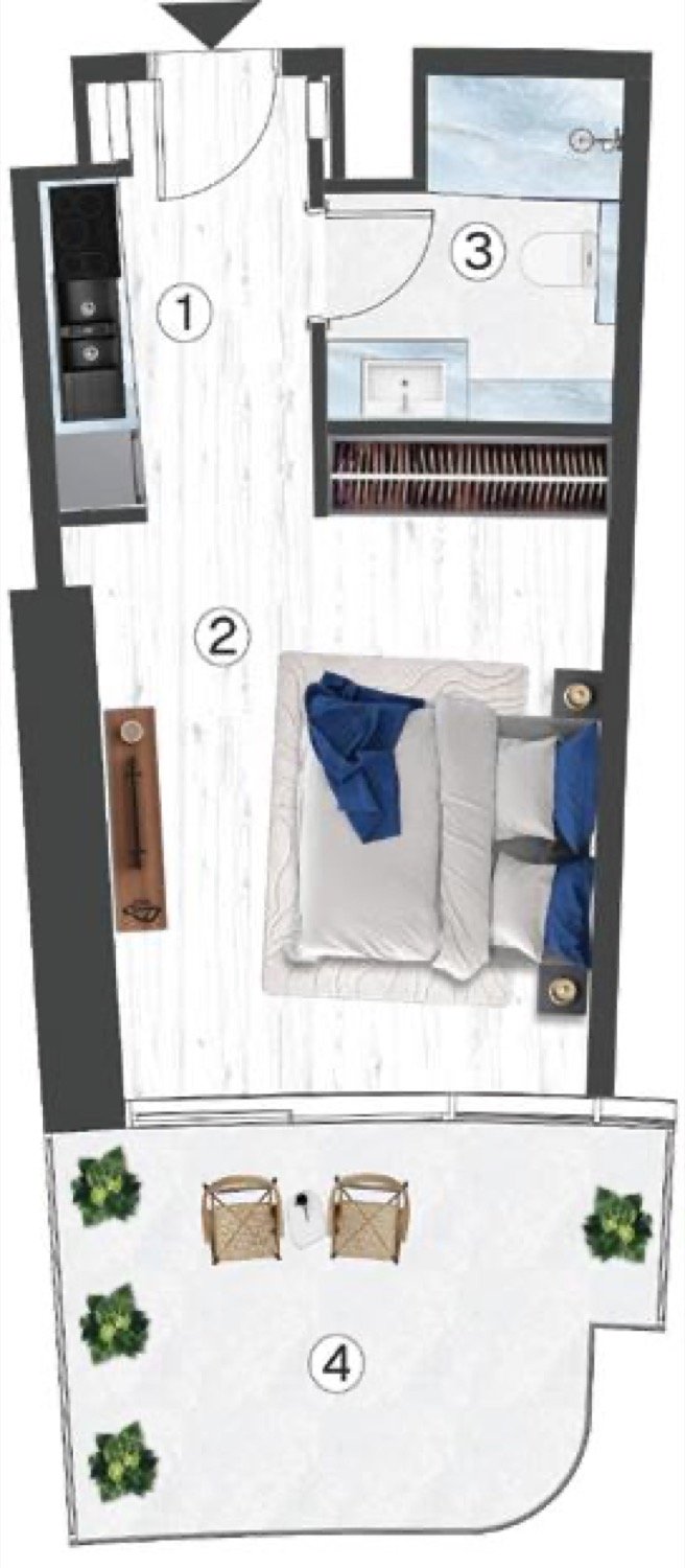 Radisson Blu Residences Studio floor plan