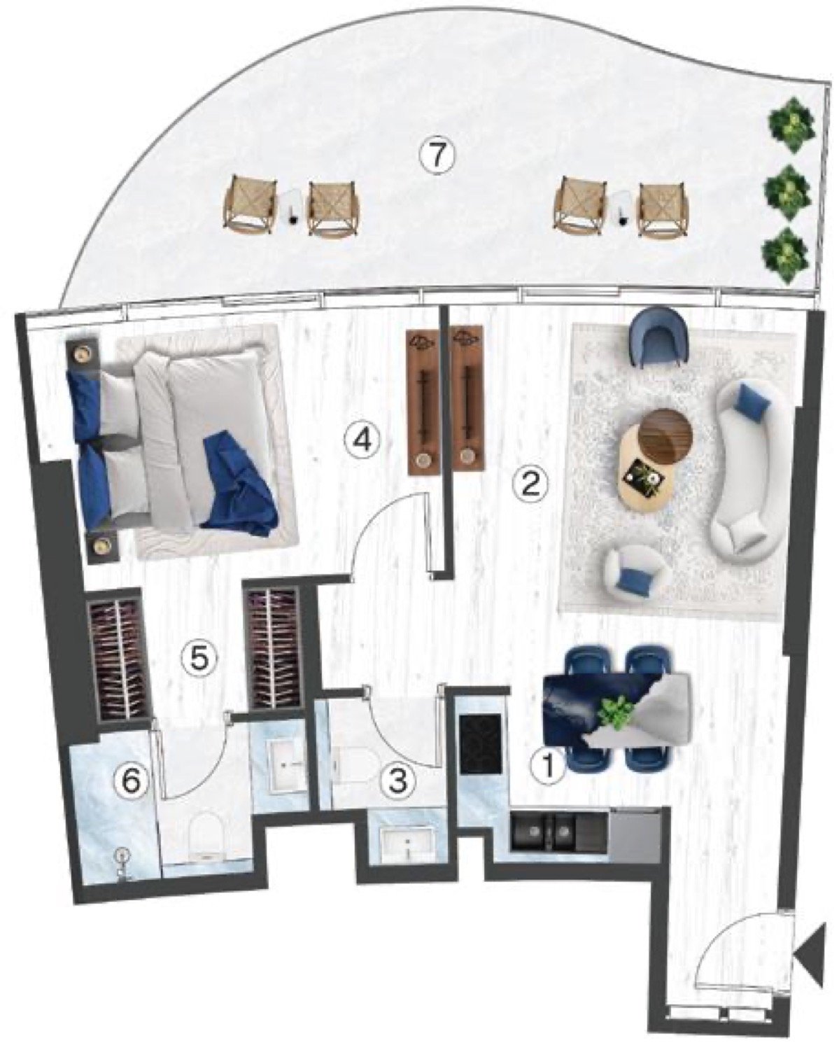 Radisson Blu Residences 1 BR floor plan